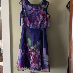 Watercolor floral tahari dress